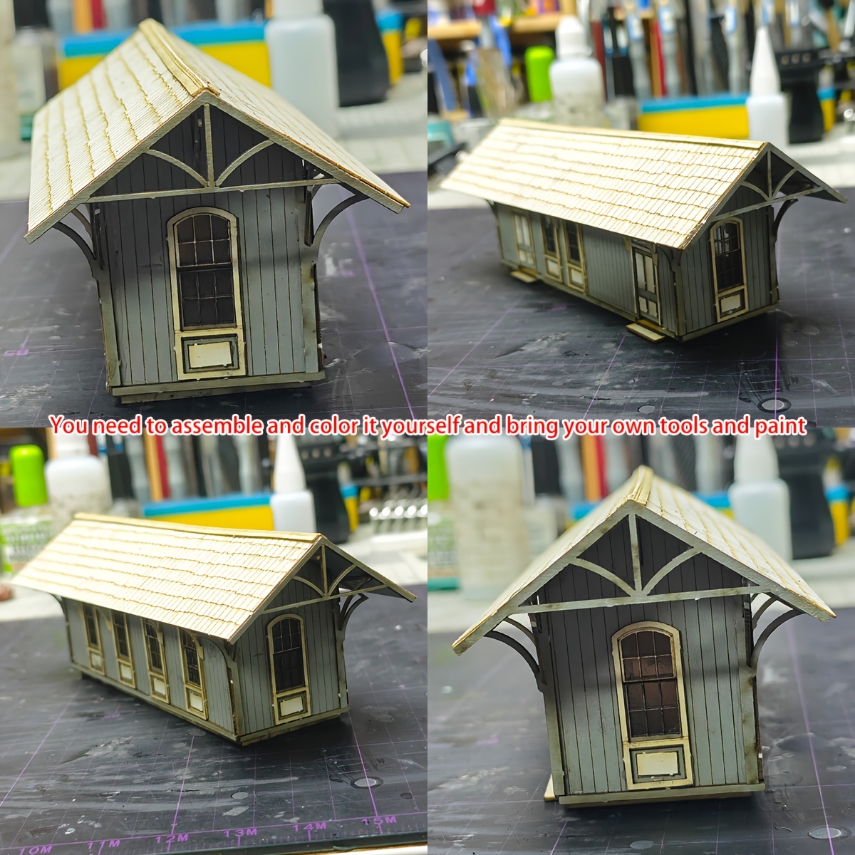 1/87 Scale Model Kit, Assembled Train Railway Villa House